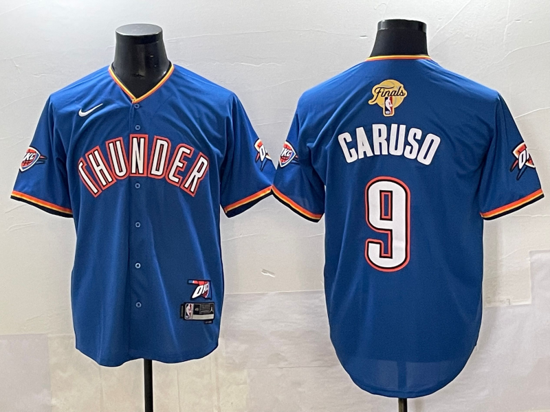 Men 2025 Oklahoma City Thunder #9 Caruso Blue Nike Joint Name NBA Jersey style 4
